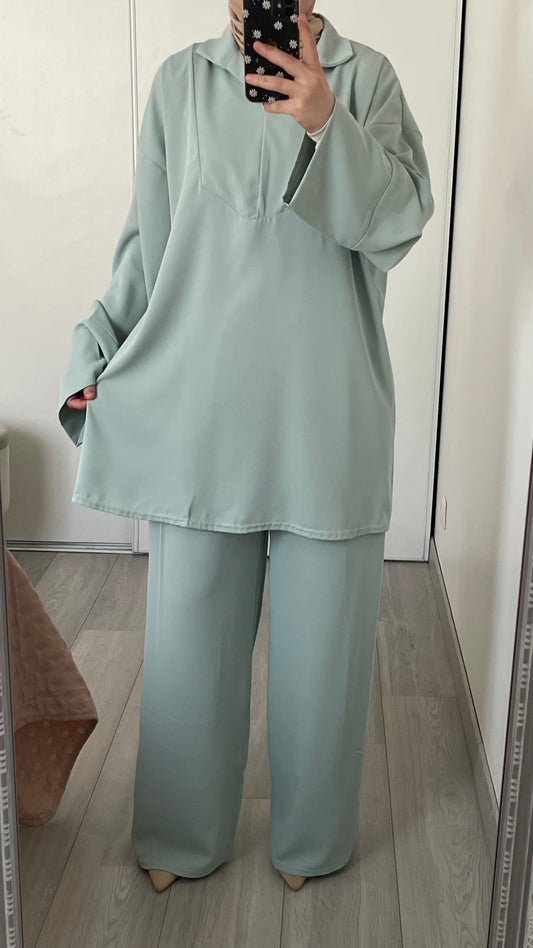 Ensemble chemise - vert d’eau