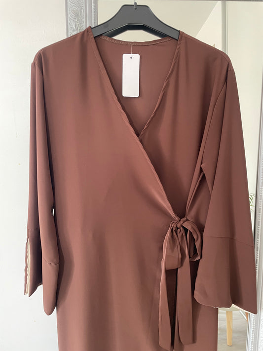Abaya cache cœur - Marron
