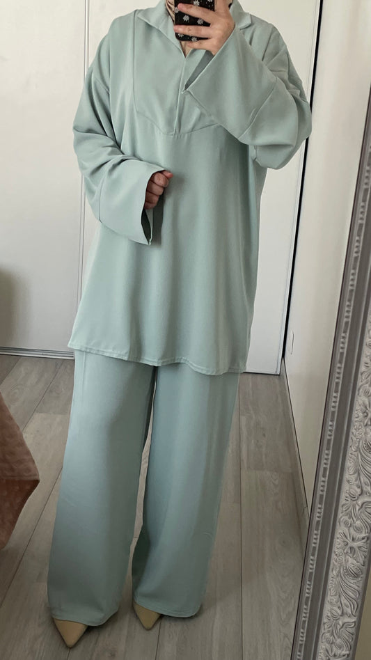 Ensemble chemise - vert d’eau