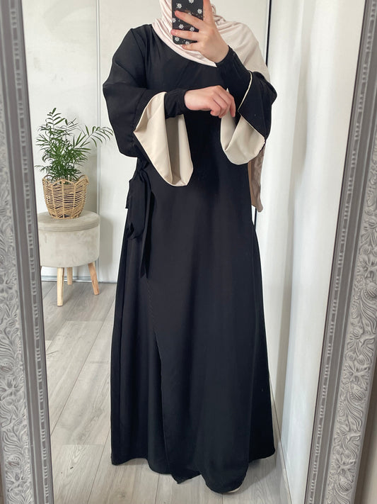 Abaya cache coeur - Noir